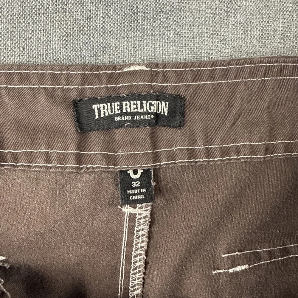 True Religion‎ Brown Men's Cargo Pants Side Pockets Stitching Detail Size 32